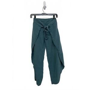 Patagonia Linen Blend Teal Wrap Tie Waist Pants Size XS Coast Garden Hemp Linen